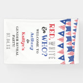 レッド、ホワイト、そして誰が？7月4日ジェンダー発表パーティー 横断幕 (横)