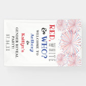 レッド、ホワイト、そして誰が?7月4日ジェンダー発表パーティー 横断幕 (横)