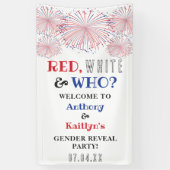 レッド、ホワイト、そして誰が?7月4日ジェンダー発表パーティー 横断幕 (縦)