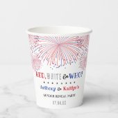 レッド、ホワイト、そして誰が？7月4日ジェンダー発表パーティー 紙コップ (裏面)