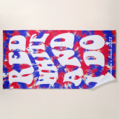 レッド・ホワイト・アンド・アイ・ドゥ 7月4日 レトロ タイダイ ビーチタオル (正面)