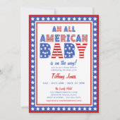 レッド・ホワイト・アンド・デュ・スターズ 4th of July ベイビーシャワー 招待状 (正面)