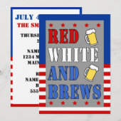 レッド・ホワイト・アンド・ブルース 7 月 4 日 愛国的な招待状 招待状 (正面/裏面)