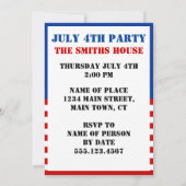 レッド・ホワイト・アンド・ブルーズ 7月4日 愛国的な招待状 招待状 (裏面)