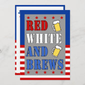 レッド・ホワイト・アンド・ブルーズ 7月4日 愛国的な招待状 招待状 (正面/裏面)