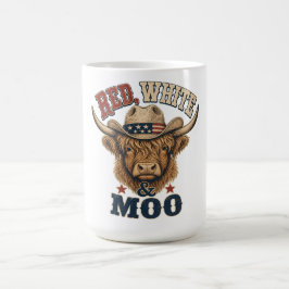 レッド・ホワイト・アンド・ムー・ハイランドカウ コーヒーマグカップ