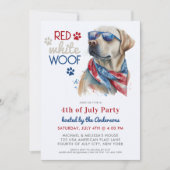 レッド・ホワイト・ウーフ 愛国的なラブラドール犬 4th of July 招待状 (正面)