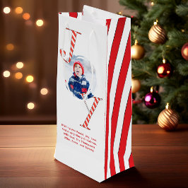 レッド＆ホワイト クリスマスの喜び カスタム  ワインギフトバッグ