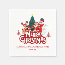 レッド&ホワイト シンプル メリークリスマス スタンダードカクテルナプキン