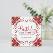 レッド ホワイト デジタルレース パーティー 誕生日 招待状 (スタンド正面)
