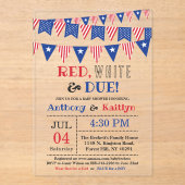 レッド、ホワイト&デュー!7月4日の赤ちゃんシャワー アクリル招待状 (正面)
