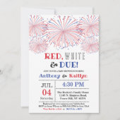 レッド、ホワイト&デュー！7月4日の赤ちゃんシャワー 招待状 (正面)