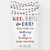 レッド、ホワイト&デュー！7月4日の赤ちゃんシャワー 横断幕 (縦)