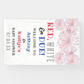 レッド、ホワイト&デュー！7月4日の赤ちゃんシャワー 横断幕 (横)