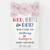 レッド、ホワイト&デュー！7月4日の赤ちゃんシャワー 横断幕 (縦)