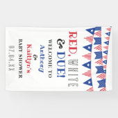 レッド、ホワイト&デュー！7月4日の赤ちゃんシャワー 横断幕 (横)