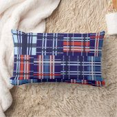 レッド、ホワイト、ネイビーブルーマドラス装飾用クッション ランバークッション (ブランケット)