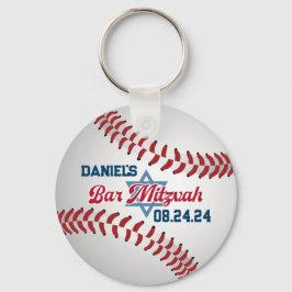 レッド、ホワイト、ネイビー野球バー（ユダヤ教の）バル・ミツバー キーホルダー