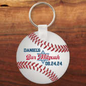 レッド、ホワイト、ネイビー野球バー（ユダヤ教の）バル・ミツバー キーホルダー (正面)
