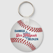 レッド、ホワイト、ネイビー野球バー（ユダヤ教の）バル・ミツバー キーホルダー (裏面)