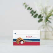 レッド、ホワイト、ネイビー野球バー(ユダヤ教の)バル・ミツバー プレイスカード (スタンド正面)