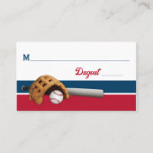 レッド、ホワイト、ネイビー野球バー(ユダヤ教の)バル・ミツバー プレイスカード (正面)