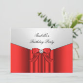 レッド・ホワイト・バースデーパーティー・ダイヤモンド・リボン 招待状 (スタンド正面)