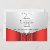 レッド・ホワイト・バースデーパーティー・ダイヤモンド・リボン 招待状 (裏面)