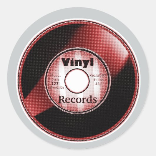 レッド/ホワイト ビニール 45回転 レコード ラウンドシール (正面)
