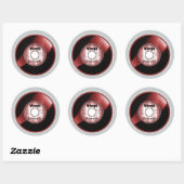 レッド/ホワイト ビニール 45回転 レコード ラウンドシール (シート)