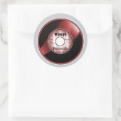 レッド/ホワイト ビニール 45回転 レコード ラウンドシール (バッグ)