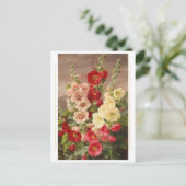 レッド、ホワイト、ピンクの葵、クリステンセン ポストカード (スタンド正面)