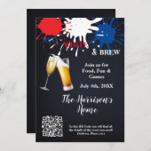 レッド、ホワイト、ブリューパーティの招待状 招待状 (正面/裏面)