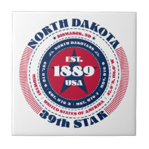 レッド、ホワイト、ブルーのノースダコタのセラミックタイル
