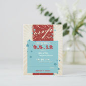 レッド・ホワイト&ブルー ウェディング 出欠確認 招待状 (スタンド正面)