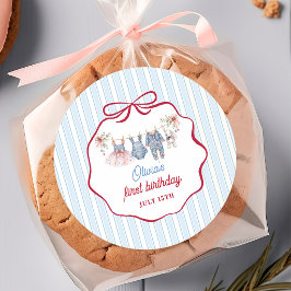 レッド ホワイト ブルー ガール バースデー ラウンドシール