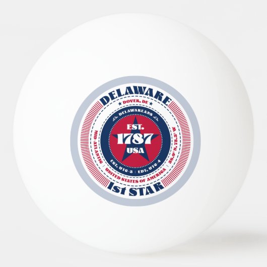 レッド、ホワイト、ブルー・デラウェア・サークル 卓球ボール (正面)