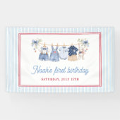 レッド ホワイト ブルー ボーイ 誕生日パーティー 横断幕 (横)
