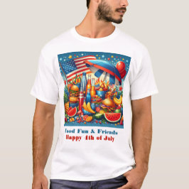 レッド ホワイト ブルー 愛国的な7月4日  Tシャツ