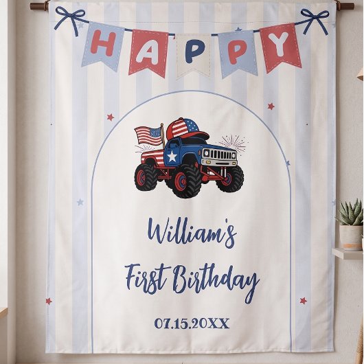 レッド ホワイト & ブルー 愛国的な 誕生日 タペストリー