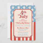 レッド・ホワイト・ブルー 星条旗 ファミリーバーベキュー 招待状 (正面)