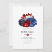 レッド ホワイト ブルー 7月4日 ブライダルシャワー 招待状 (正面)