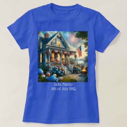 レッド ホワイト ブルー 7月4日 Tシャツ (デザイン正面)