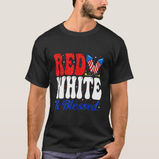 レッド ホワイト ブレスド アメリカ独立記念日 愛国 Tシャツ
