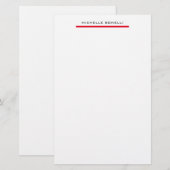 レッド ホワイト プロフェッショナル プレーン シンプル ミニマリスト 便箋 (正面/裏面)