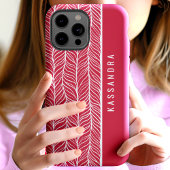 レッド+ホワイト+ヘリンボーン+パーソナライズド+ネーム Case-Mate iPhoneケース