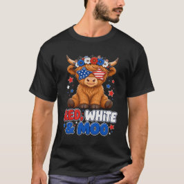 レッド ホワイト & ムー 愛国的な牛 7月4日 Tシャツ