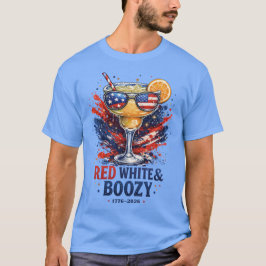 レッド ホワイト 酒 ぱっぱら Patriotic+マグリタ 7月4日 Tシャツ