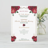 レッド、ホワイト、金ゴールドキンセニェラ招待状 招待状 (スタンド正面)