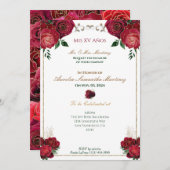 レッド、ホワイト、金ゴールドキンセニェラ招待状 招待状 (正面/裏面)